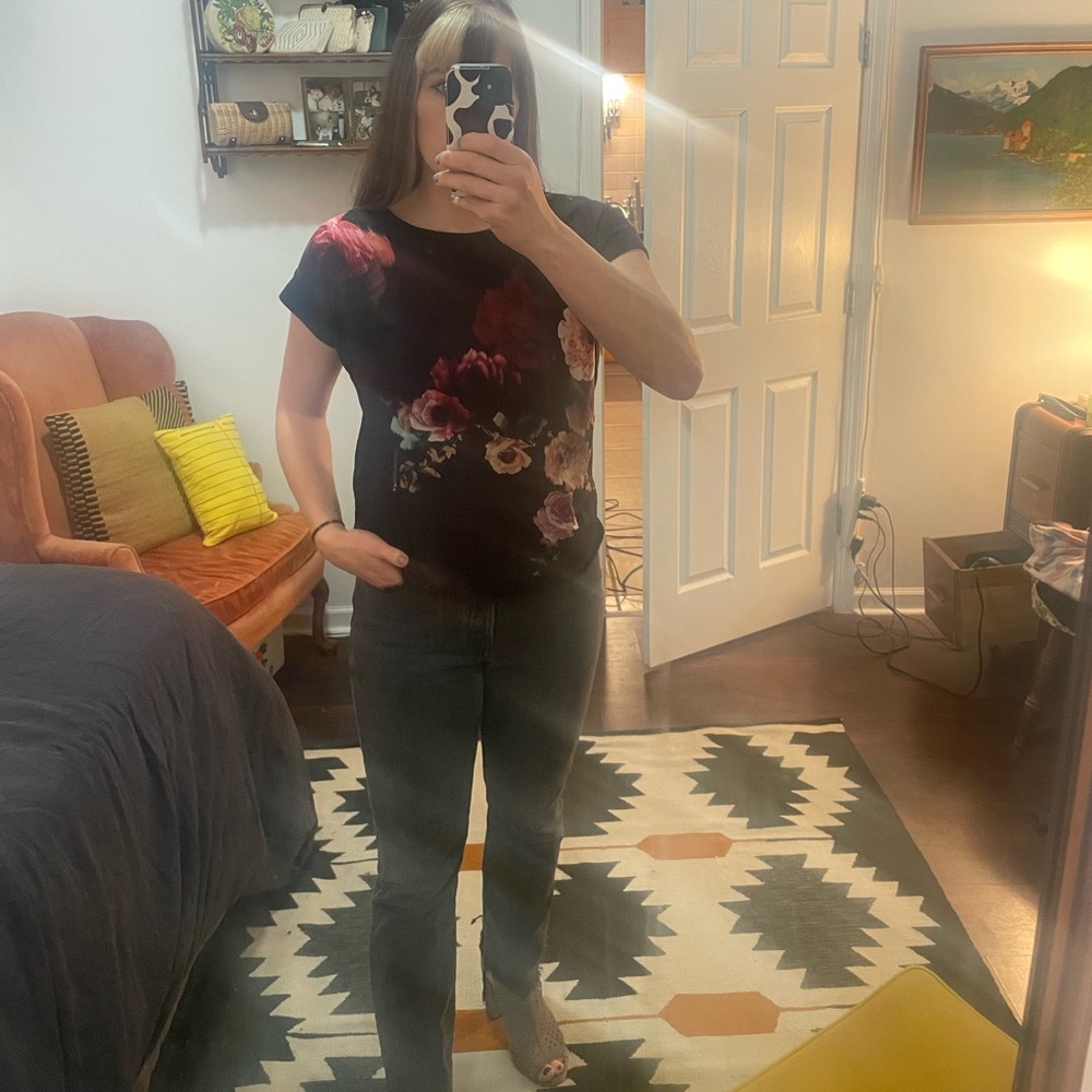Black flowered top